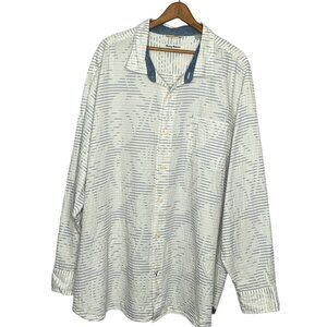 Tommy Bahama Men's 2XLB Big & Tall 2XL White Blue‎ Long Sleeve Hawaiian Shirt
